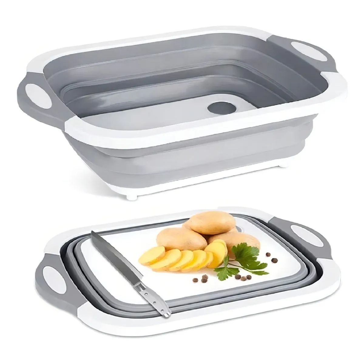 GENERICO - Tabla De Cortar 3 En 1 De Silicona Plegable Drenaje Cocina Multiuso