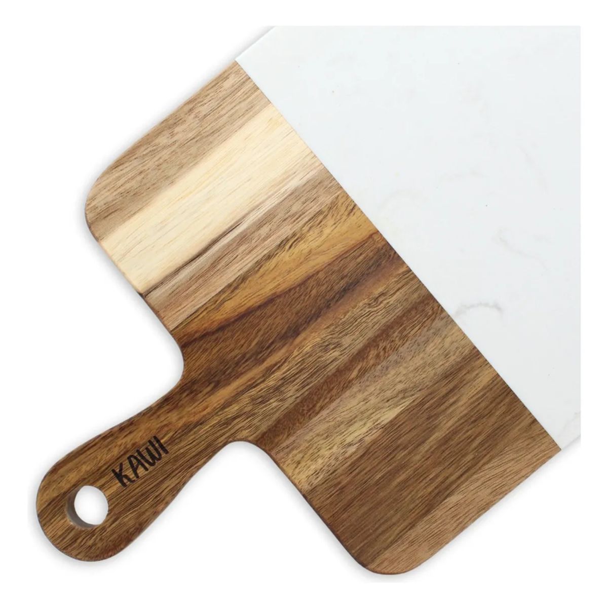 GENERICO - Tabla Aperitivo Rectangular Madera De Acacia Y Mármol Kawi® Color Café y mármol blanco Hygge