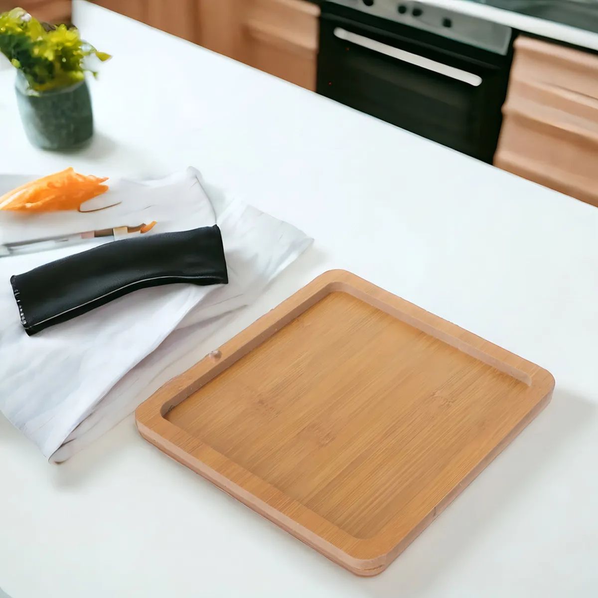 Tabla De Mdf Trupan Para Aperitivos Pack De 4 Cuadrada Con Canaleta, marca GENERICO - Foto 2