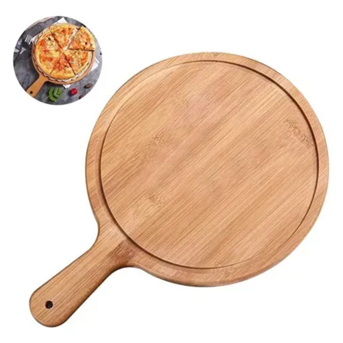 GENERICO - Plato De Madera Para Pizza Alimentos 30 Cm Tabla Picoteo