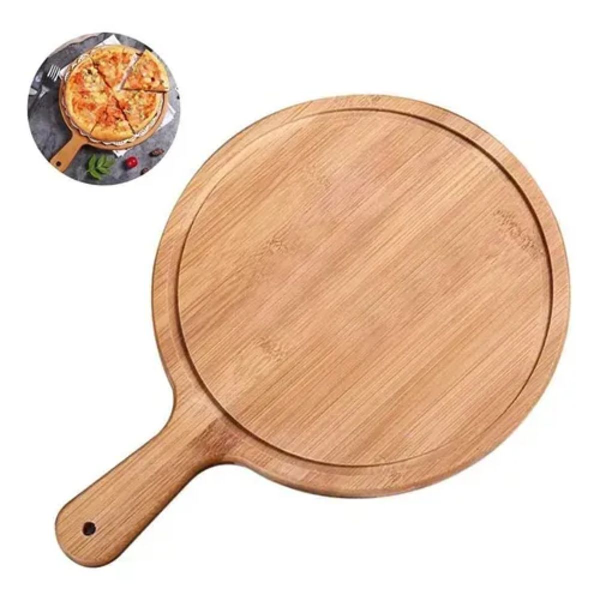 GENERICO - Plato De Madera Para Pizza Alimentos 30 Cm Tabla Picoteo
