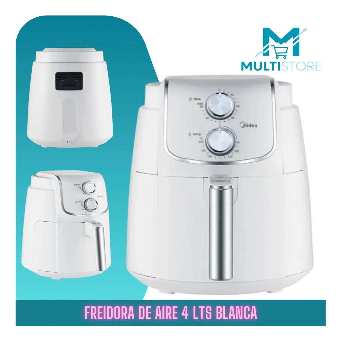 MIDEA - Freidora De Aire Midea 4 Lt Blanca 3d Rapid Air Fryer Blanco