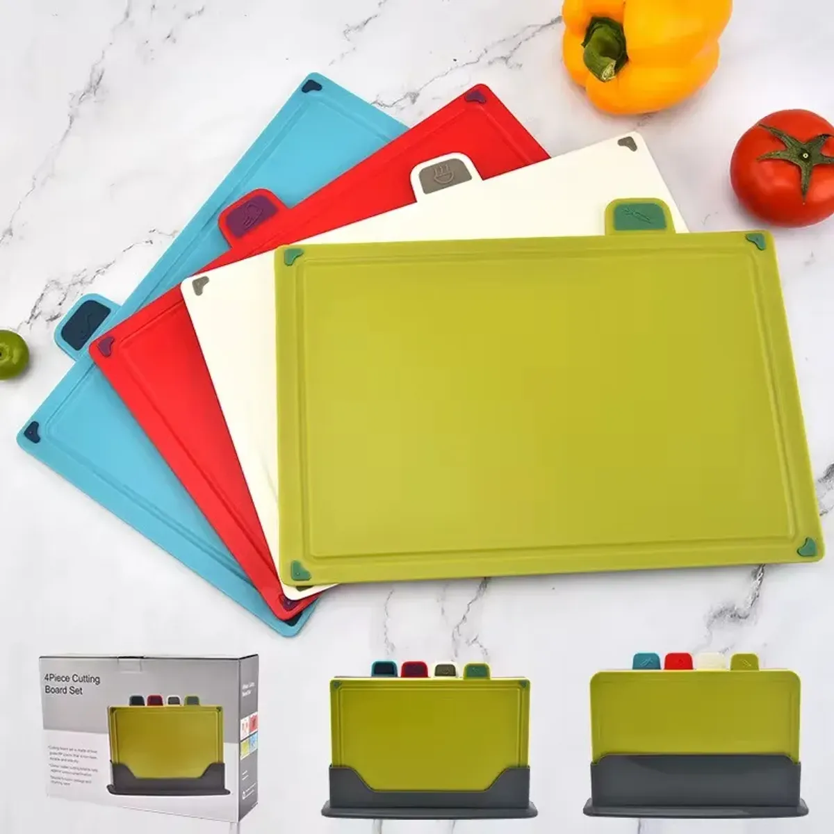 GENERICO - Set De 4 Tablas De Cortar Cocina Premium Variedad De Colores Tabla Para Picar Alimentos Varios