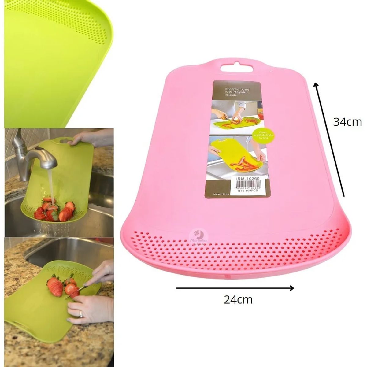 GENERICO - Tabla Para Picar Alimentos Cocina Con Colador Tabla Con Colador
