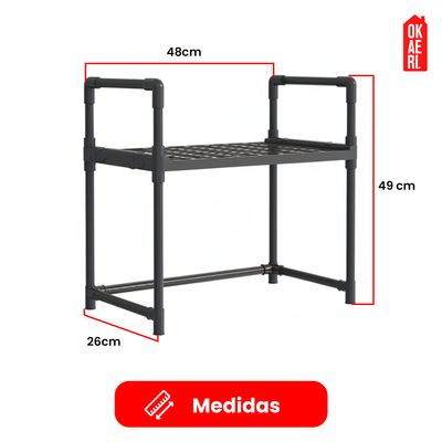Imagen 2 del producto RACK ESTANTE ORGANIZADOR DE COCINA PARA MICROONDAS 2 NIVELES - Negro