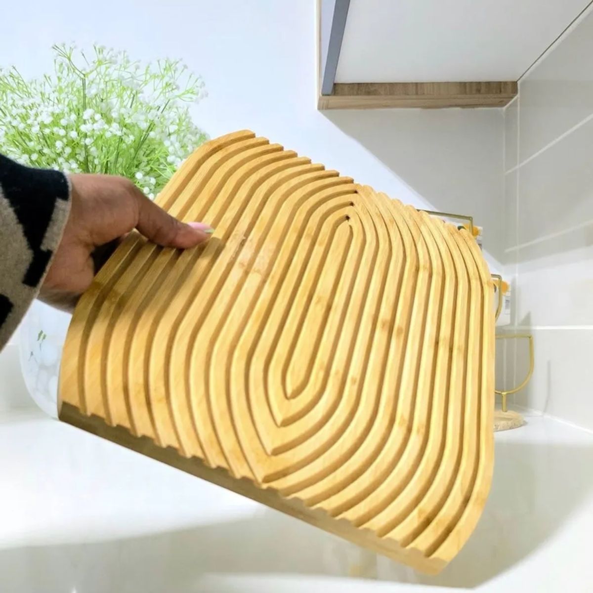 GENERICO - Tabla Decorativa Bandeja De Madera Diseño Geometrico