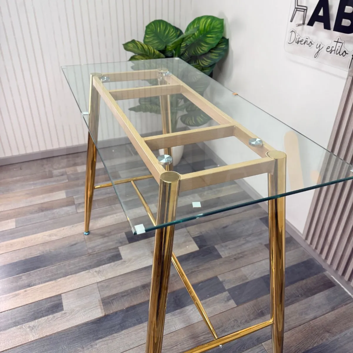 HABITA2 CHILE - MESA DE BAR ATLAS VIDRIO GOLD