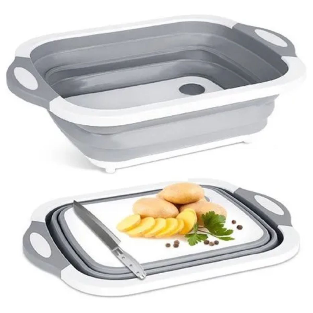 GENERICO - Tabla De Cortar 2 En 1 De Silicona Plegable Drenaje Cocina