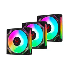 KRONOS - Kit 3 ventiladores de Gabinete Ventus Black, ARGB, 120mm, con controlador