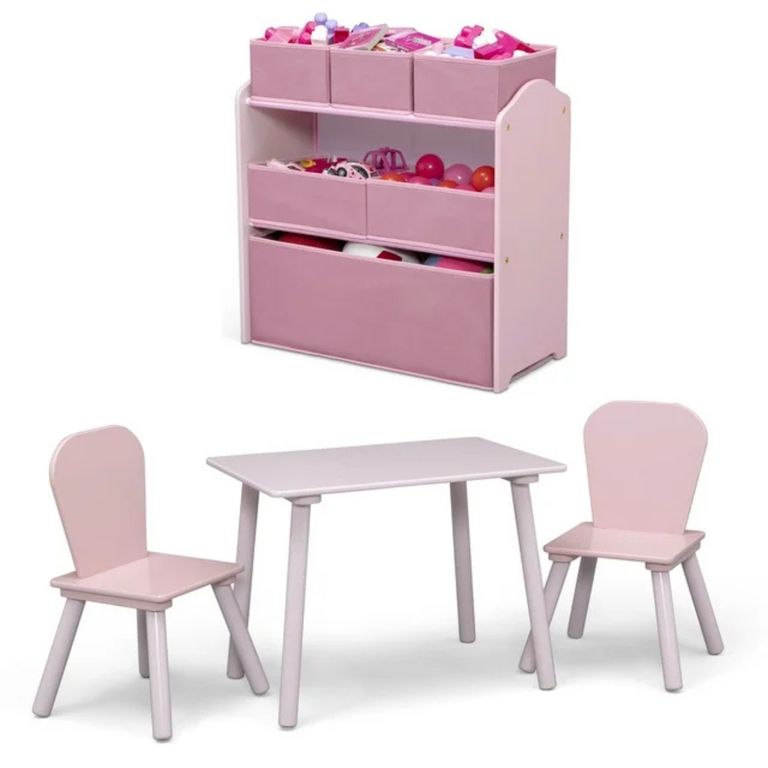 Set juego de mesa y organizador infantil rosa Rosado claro