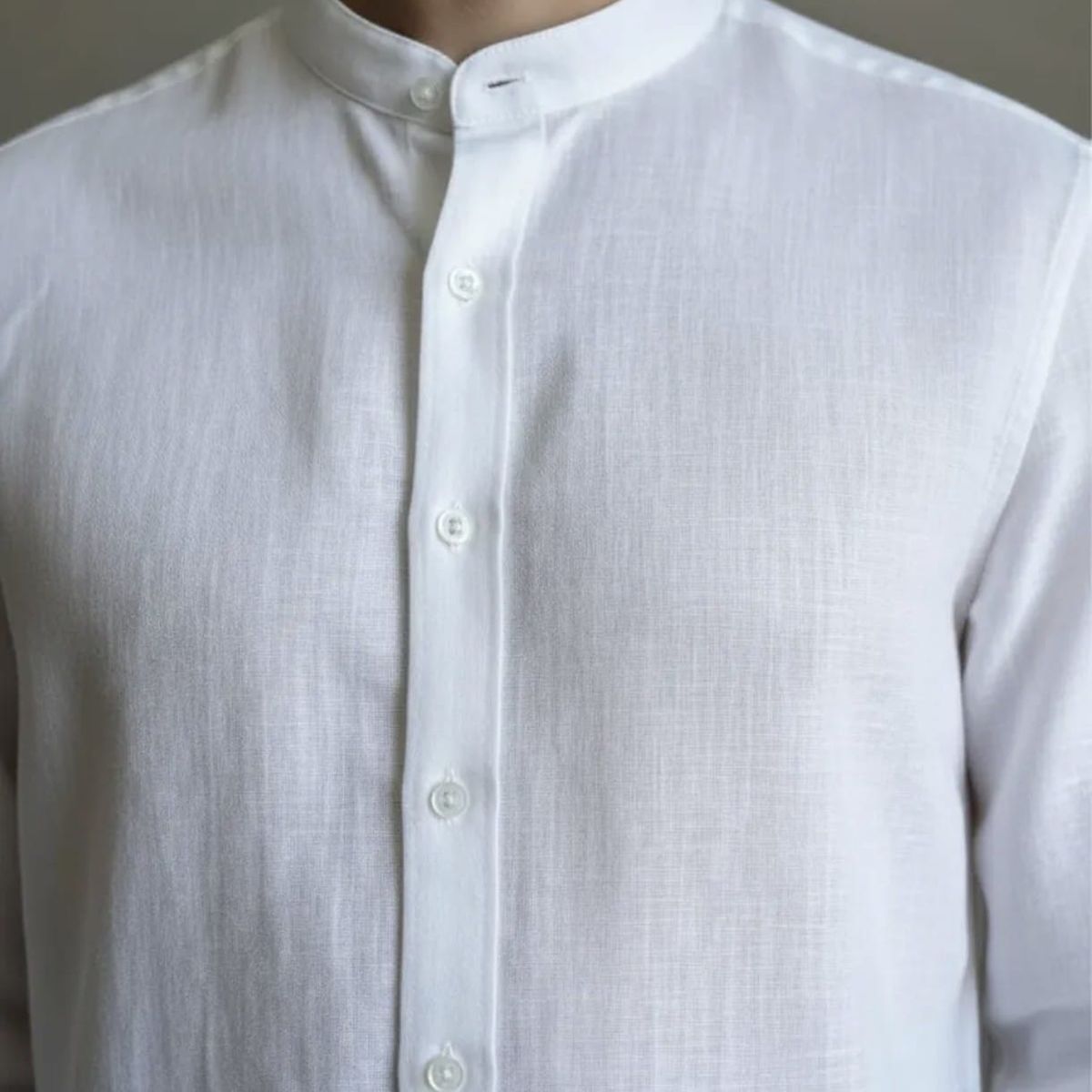 BLUE MOUNTAIN - Camisa Lino Cuello Mao Hombre Manga Larga