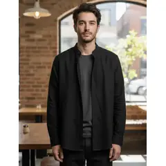 BLUE MOUNTAIN - Camisa Lino Cuello Mao Hombre Manga Larga