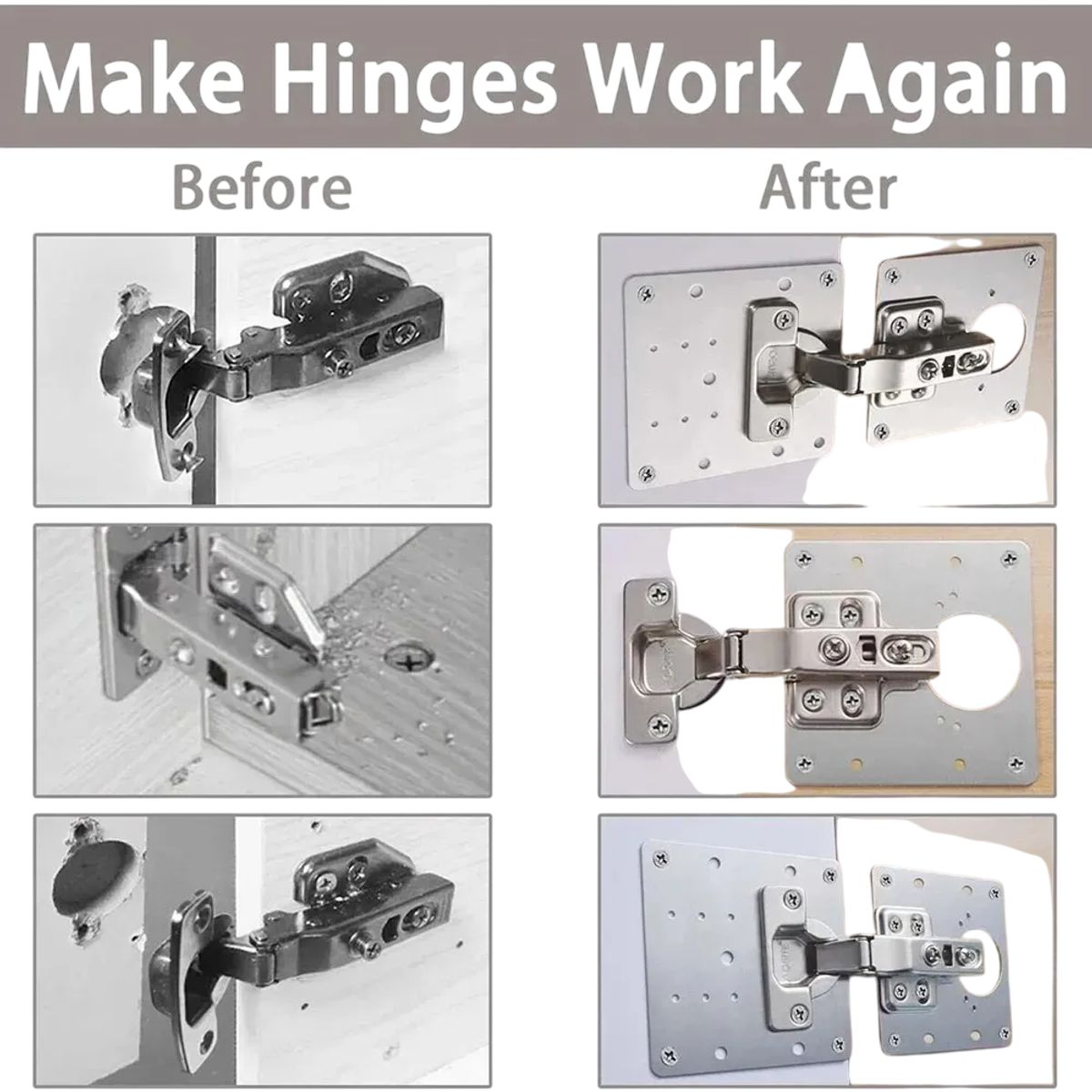 GENERICO - Par De Placa De Reparacion Bisagra Mueble Tornillos Puerta