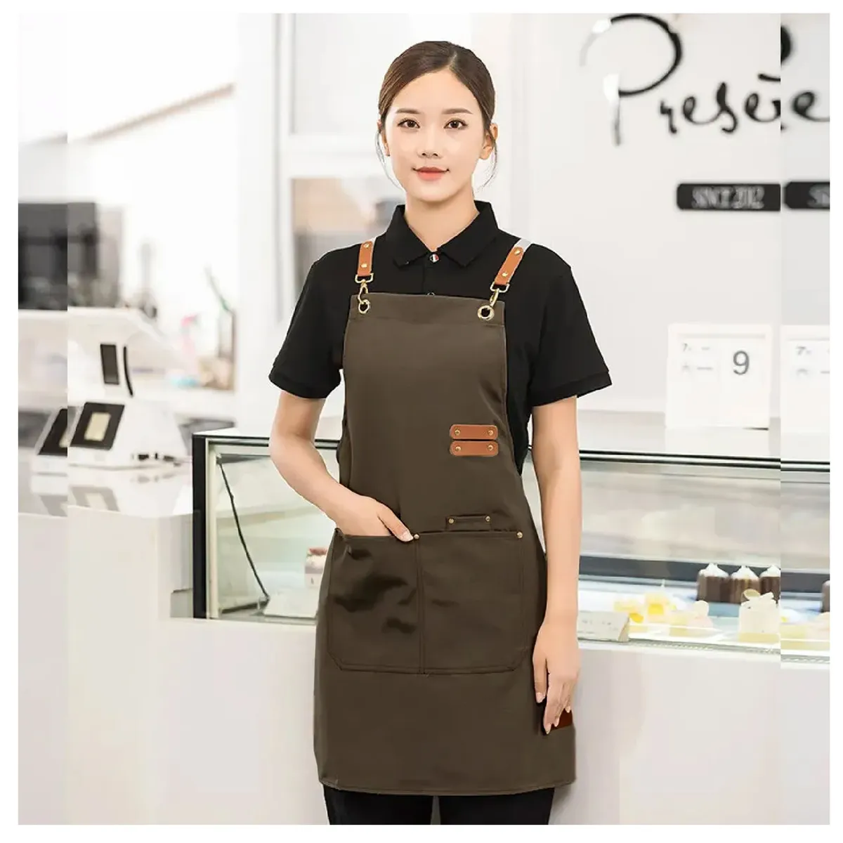 ESHOPANGIE - Delantal Cocina Clasica Impermeable Perchera Restaurante
