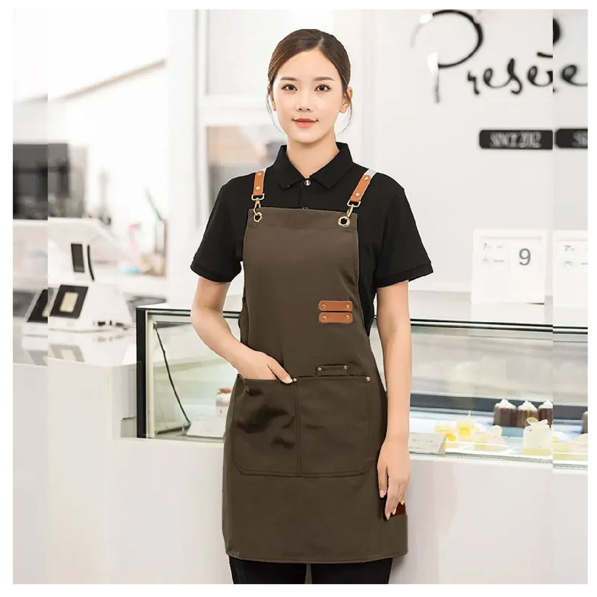 ESHOPANGIE - Delantal Cocina Clasica Impermeable Perchera Restaurante
