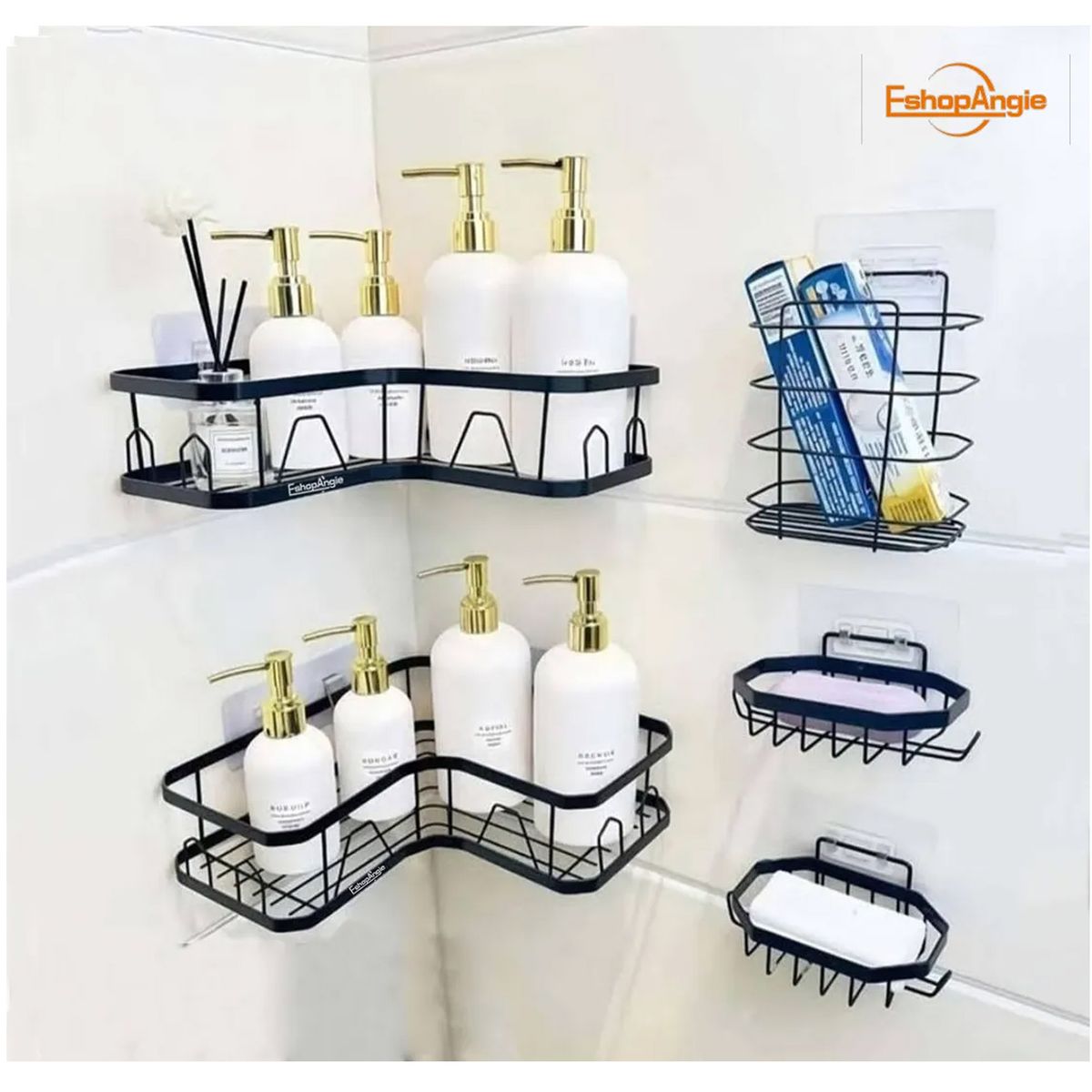 ESHOPANGIE - Set 5 Piezas Esquinero Organizador Ducha Baño Con Adhesivos