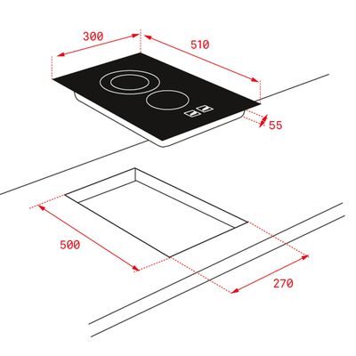 Imagen 2 del producto Encimera Vitrocerámica Eléctrica 2 Quemadores Tzc-32320 Bk Ttc