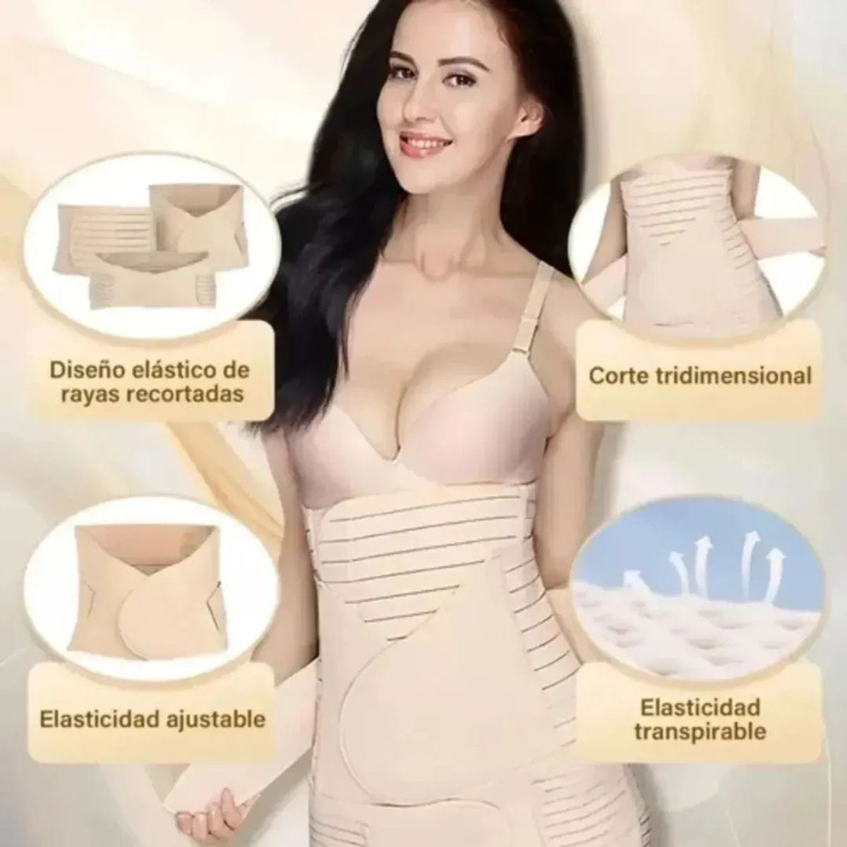 GENERICO - Faja Post Parto 3 en 1 Talla XL Beige
