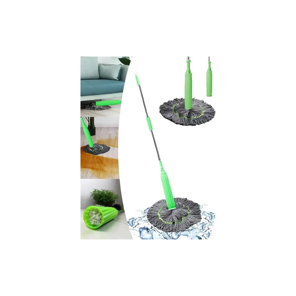 GENERICO - Mopa Lampazo Microfibra Mopas Trapeador Autoescurrible 2en1 Verde