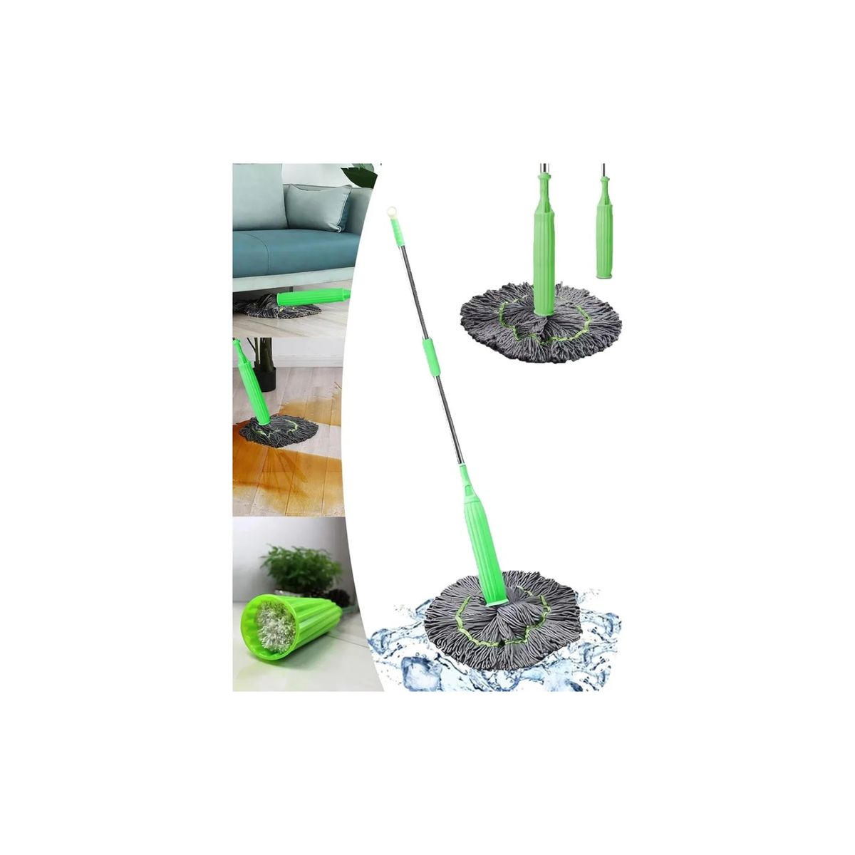 GENERICO - Mopa Lampazo Microfibra Mopas Trapeador Autoescurrible 2en1 Verde