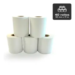 GENERICO - 40 Rollos De Papel Térmico 56mm X 17 Metros Blanco