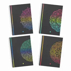 GREENNOTE - Cuaderno Triple 3 Materias Diseño Mandalas Pack 4