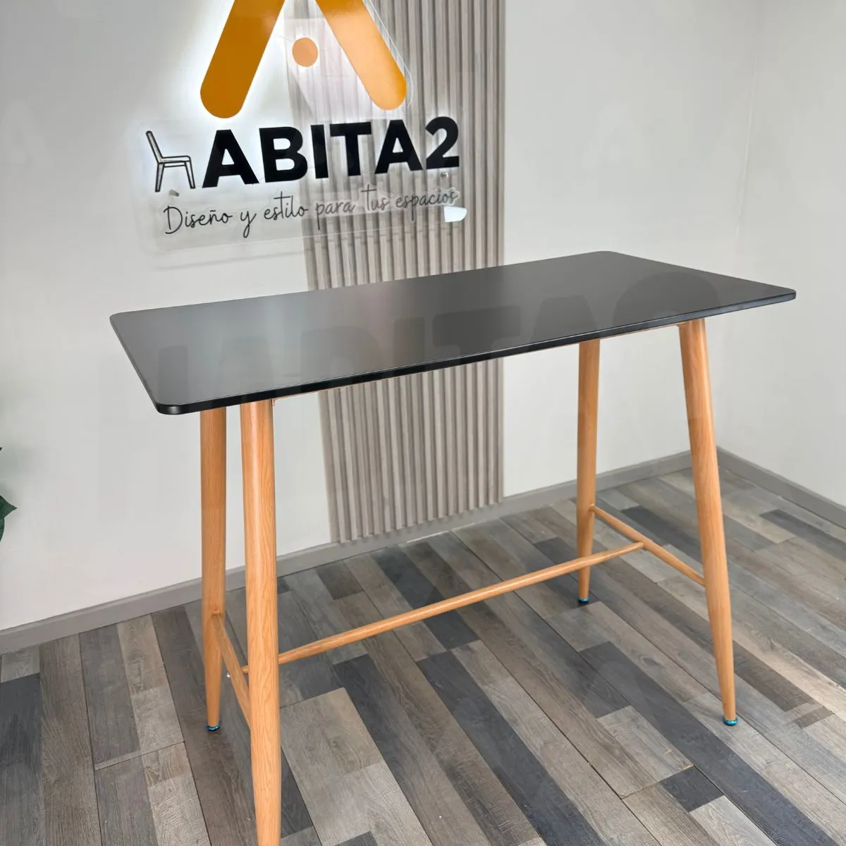 HABITA2 CHILE - MESA DE BAR ATLAS MDF NEGRO - NATURAL