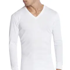 TAIS - Camiseta Cuello V Manga Larga Blanco