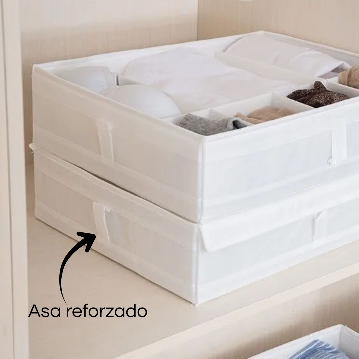 GENERICO - Caja Blanco Organizadora De Ropa Multiuso 7 Divisiones 44x34x11cm