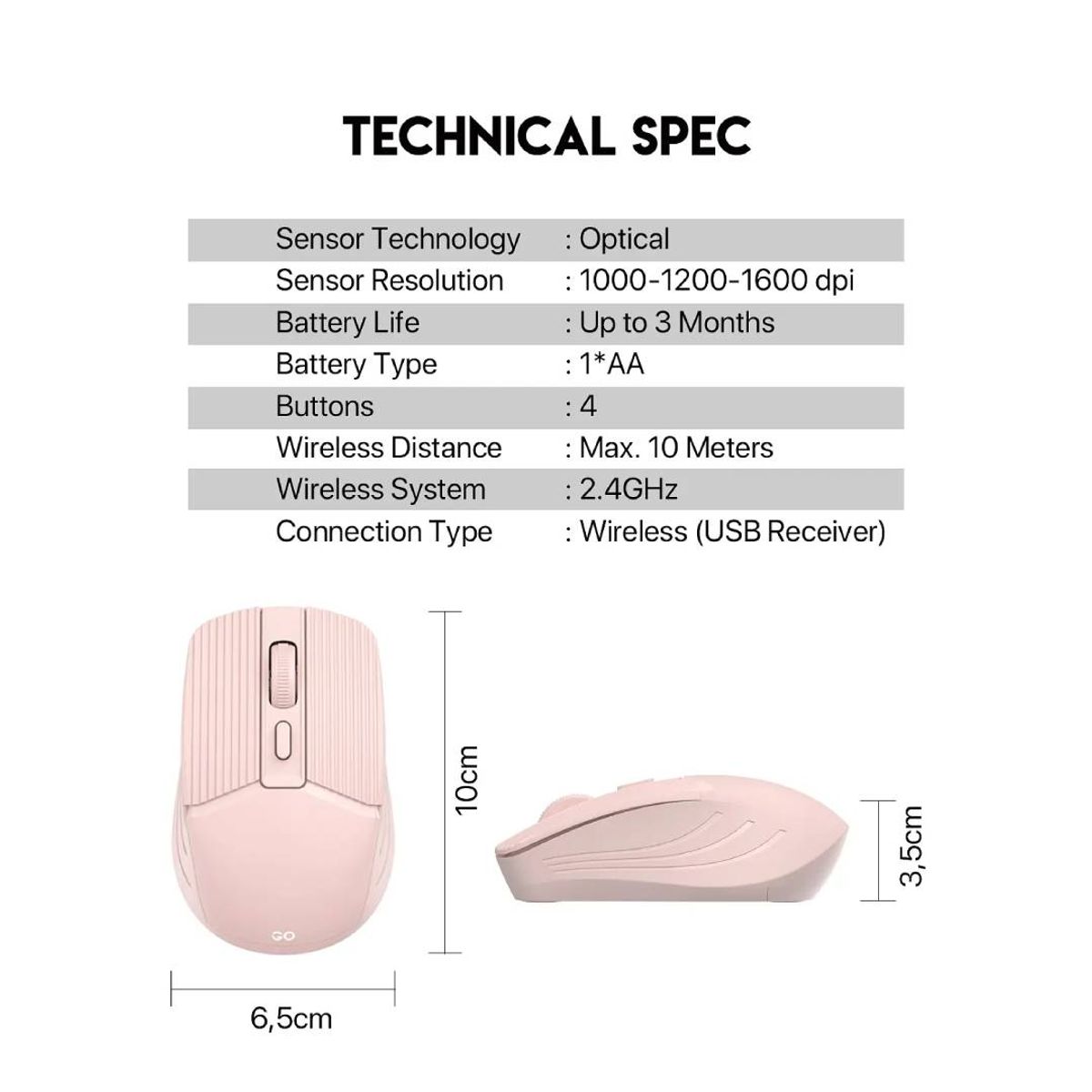 FANTECH - Mouse Inalámbrico Fantech W605 GO Pink