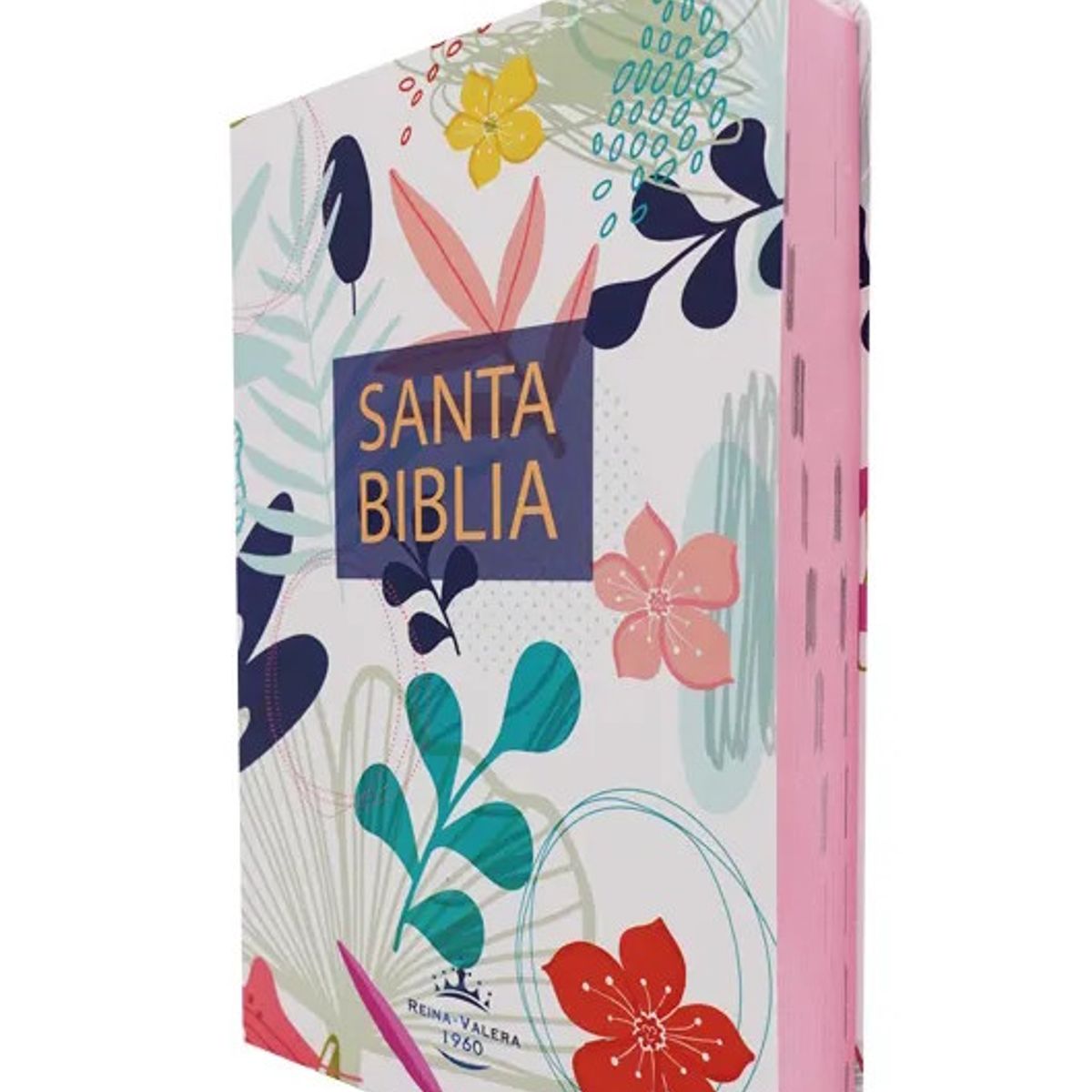 SOCIEDADES BIBLICAS UNIDAS - Biblia Reina Valera 1960 letra grande 12 puntos tapa semiflexible blanca flores