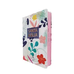 SOCIEDADES BIBLICAS UNIDAS - Biblia Reina Valera 1960 letra grande 12 puntos tapa semiflexible blanca flores