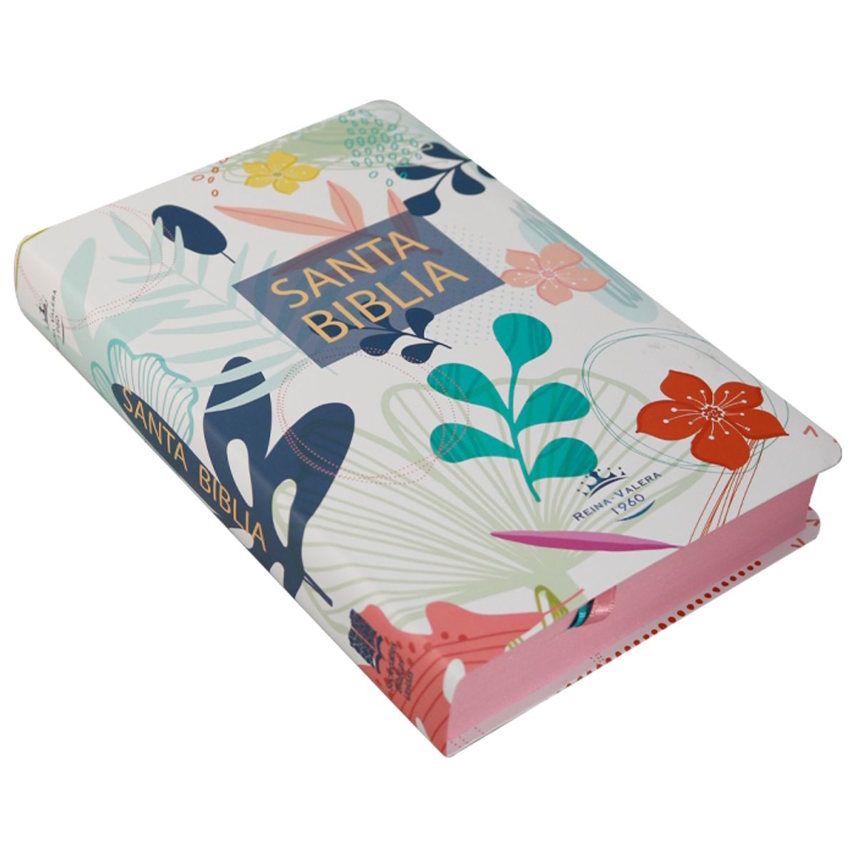 SOCIEDADES BIBLICAS UNIDAS - Biblia Reina Valera 1960 letra grande 12 puntos tapa semiflexible blanca flores