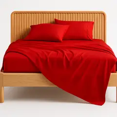 ARMONIA - Sábana 1½ Plazas 800 Hilos Liso Rojo v4 7EF
