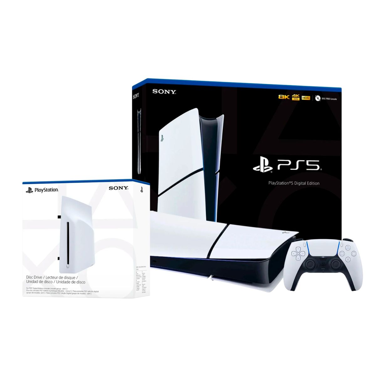 SONY - Consola Sony Playstation 5 Slim Edición Digital + Unidad de disco externa