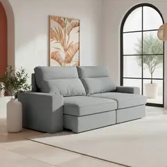 RE DECORA - Sofá 2 Cuerpos Austin Reclinable Extensible Gris 250 cm