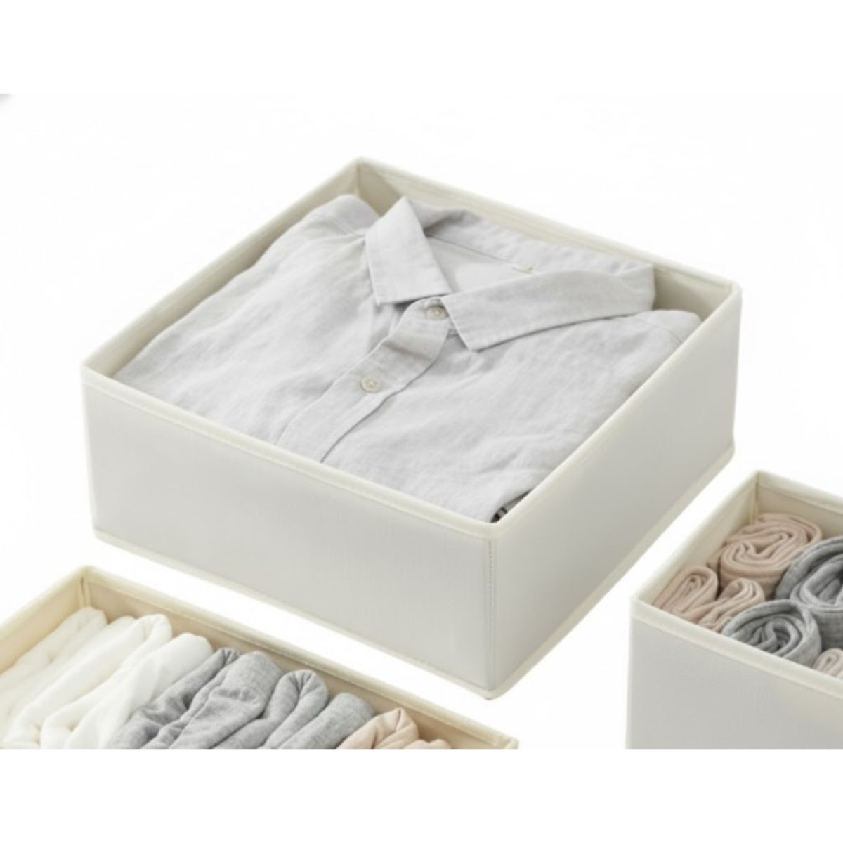 GENERICO - Caja Blanco Organizadora Ropa Almacenamiento Multiuso 28x28x13cm