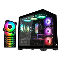 KRONOS - Gabinete Frost Black, ATX, Panel Vidrio, 7 Fan ARGB