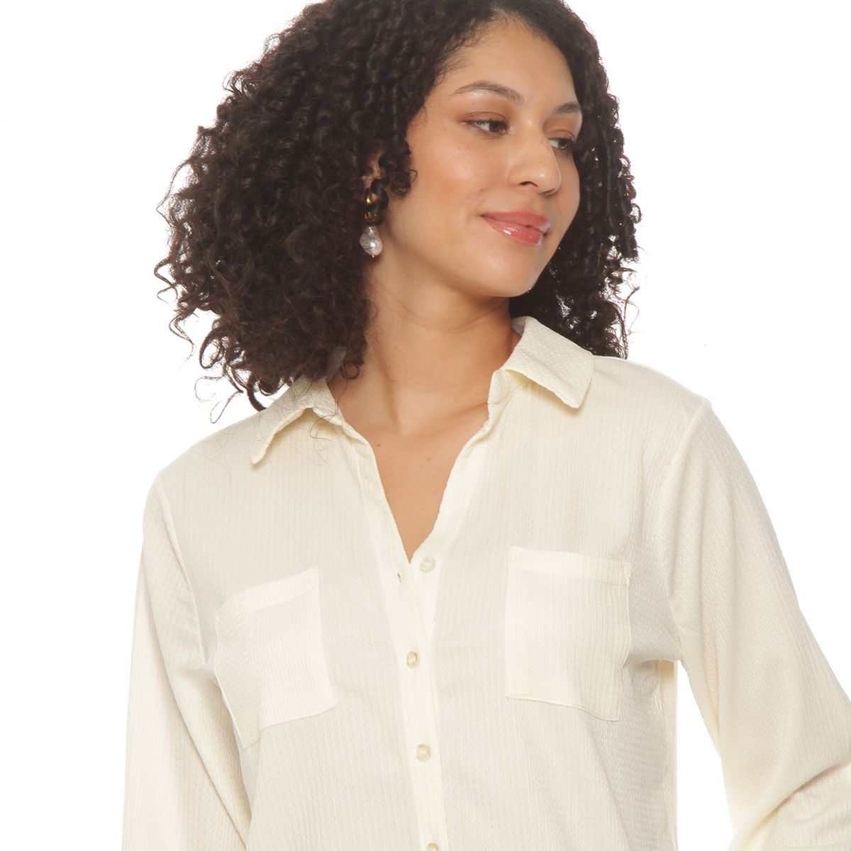 WADOS - BLUSA MANGA 34 SOLIDA ESCOTE V ABOTONADA EN EL DELANTERO