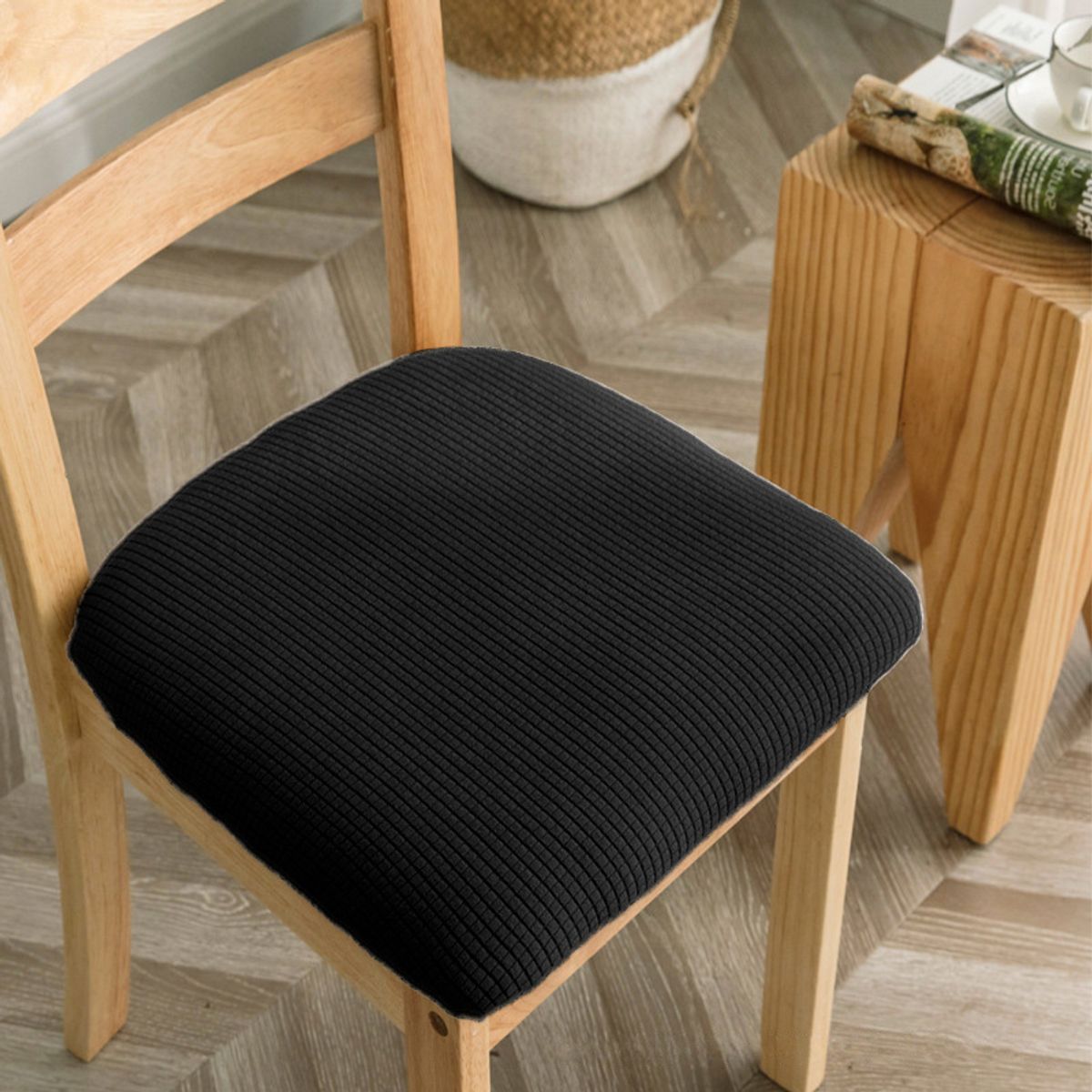 GENERICO - Set De 6 Funda De Asiento Para Silla De Comedor  NEGRO