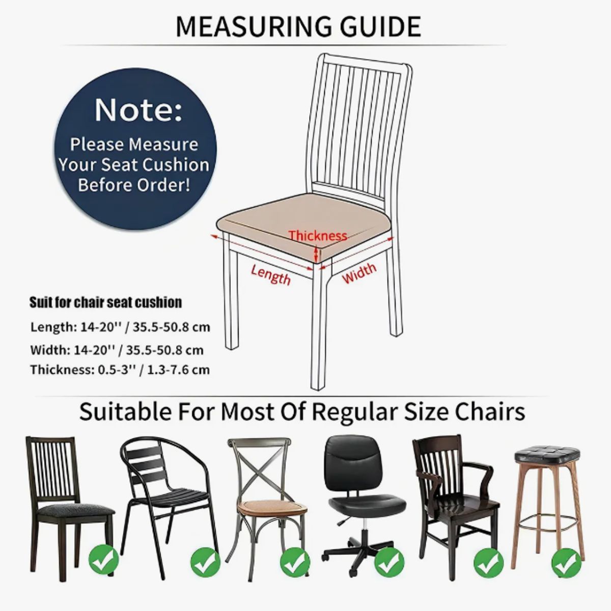 GENERICO - Set De 6 Funda De Asiento Para Silla De Comedor  NEGRO