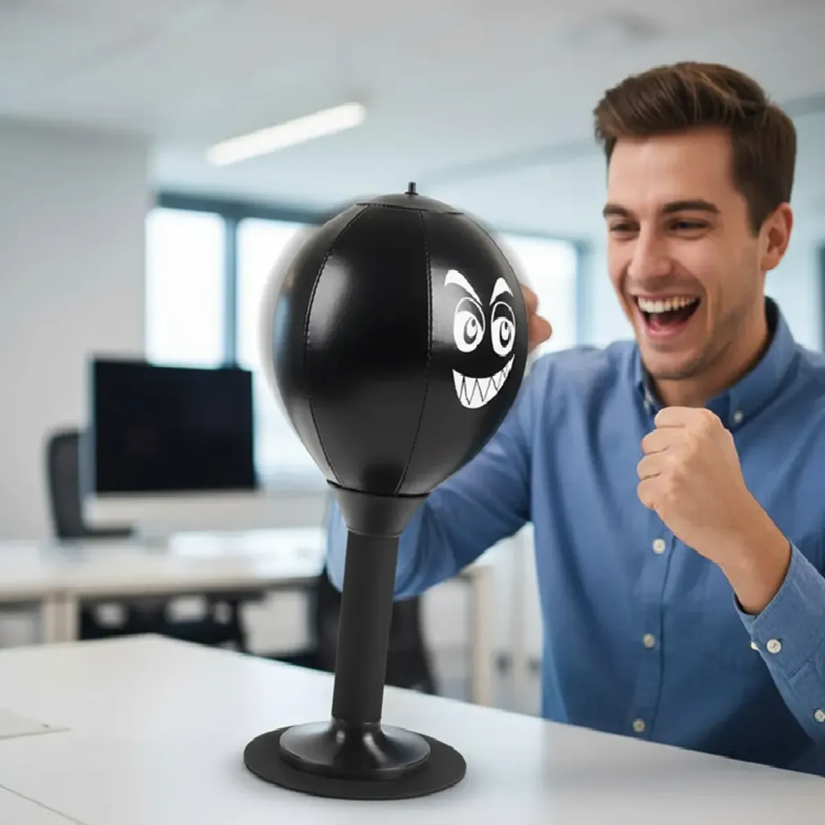 GENERICO - Saco De Boxeo Con Succión Para Escritorio Antiestres Negro Macabro