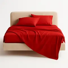 ARMONIA - Sábana 2 Plazas 800 Hilos Liso Rojo v6 7EF