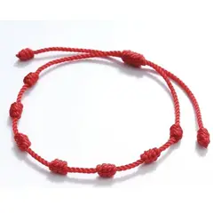 GENERICO - Pulsera Hilo Rojo 7 Nudos De Protección Y Suerte Ajustable
