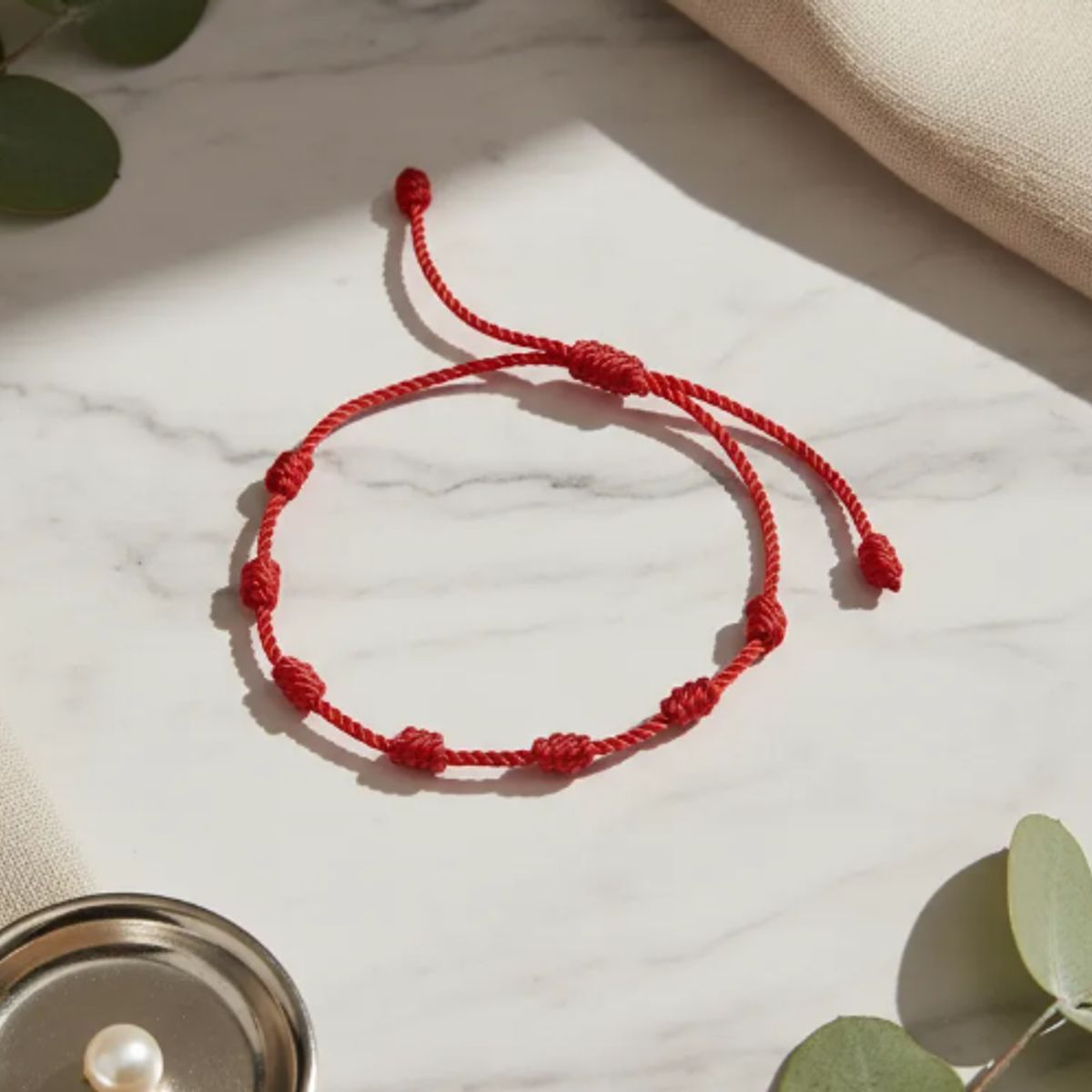 GENERICO - Pulsera Hilo Rojo 7 Nudos De Protección Y Suerte Ajustable