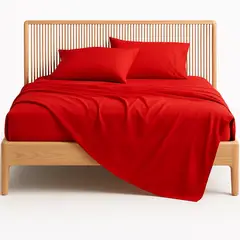 ARMONIA - Sábana Plaza y Media Plazas 800 Hilos Liso Rojo v13
