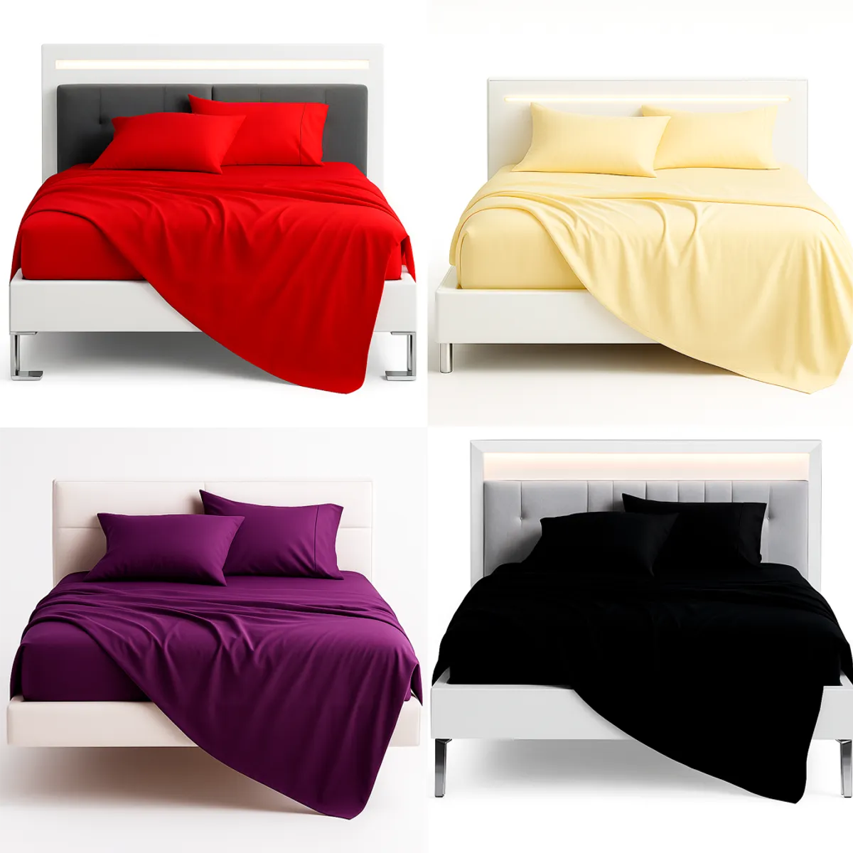 ARMONIA - Sábana 1½  Plazas 800 Hilos Liso Rojo v4 7EF