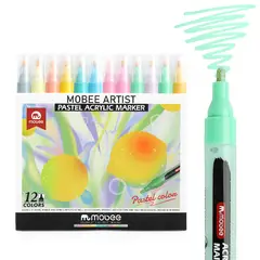 GENERICO - Marcadores Acrilicos Mobee 12 Colores Pastel Tipo Posca