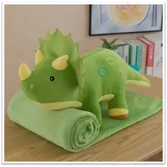 DIANA - PELUCHE 3 EN 1 CON DISEÑO DE DINOSAURIO VERDE 45CM INCLUYE MANTA UNICOLOR DE 1 PLAZA