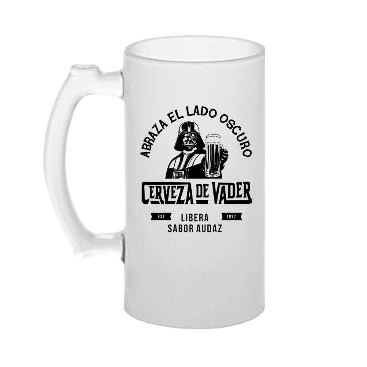 SM - Shopero “Cerveza de Vader” – Vidrio Empavonado 15 cm - Regalo Geek para Asado o Bar